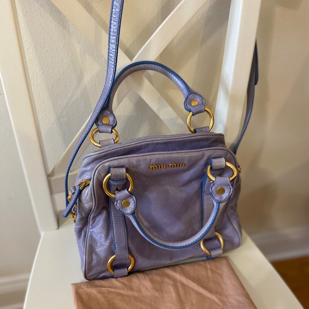 Miu Miu Purple Vitello Shine Leather Bag